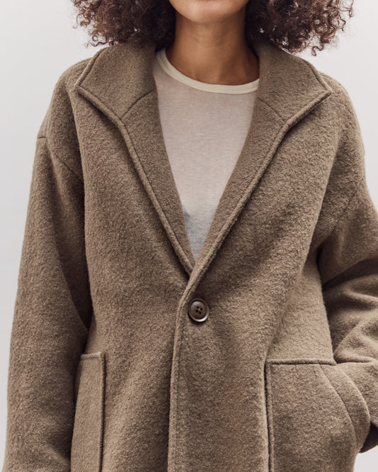 Lapel Wool Coat, Sand Kelp