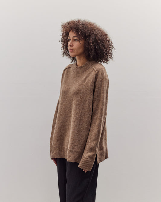 Roll Seam Sweater, Speckle Clay