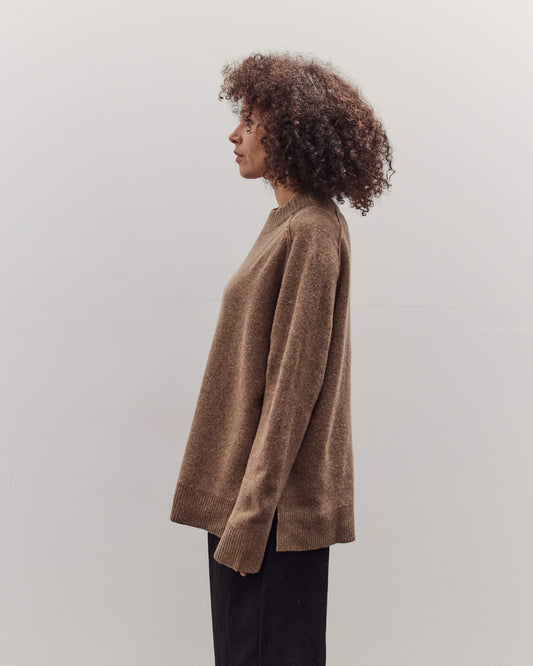Roll Seam Sweater, Speckle Clay