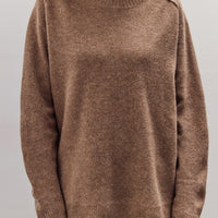 Roll Seam Sweater, Speckle Clay