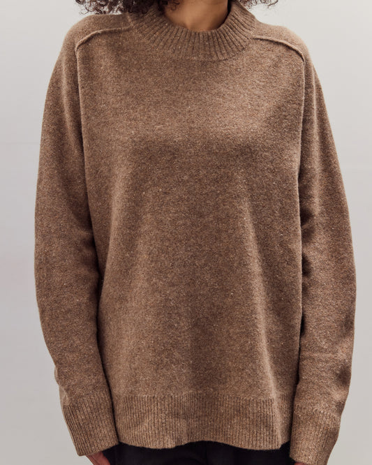 Roll Seam Sweater, Speckle Clay