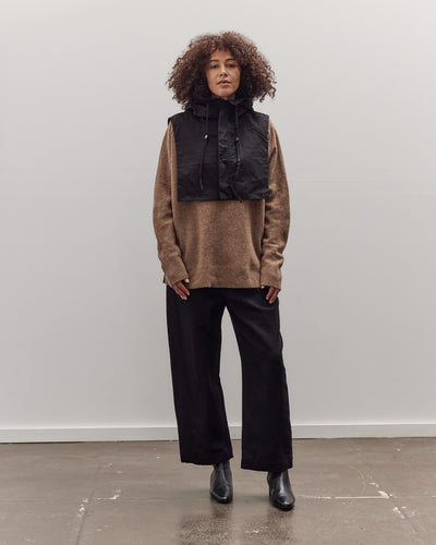 Waxed Hooded Vest, Charcoal