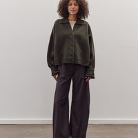 Collared Cropped Cardigan, Olive Brown