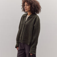 Collared Cropped Cardigan, Olive Brown
