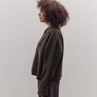 Collared Cropped Cardigan, Olive Brown