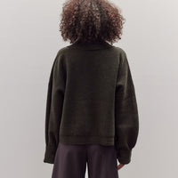 Collared Cropped Cardigan, Olive Brown