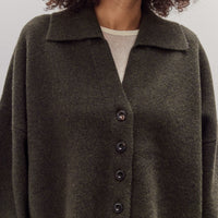 Collared Cropped Cardigan, Olive Brown