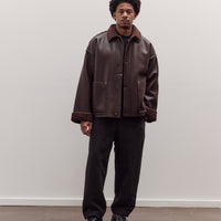 Faux Leather Shearling Jacket, Chestnut Brown