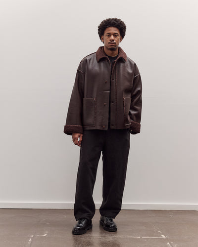 Faux Leather Shearling Jacket, Chestnut Brown