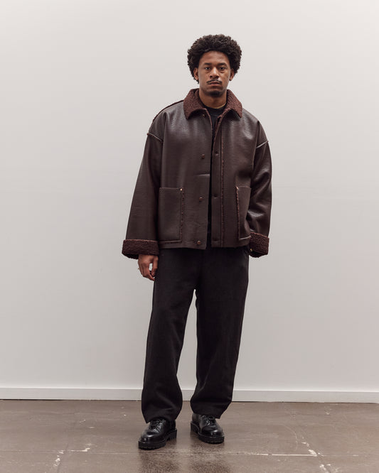 Faux Leather Shearling Jacket, Chestnut Brown