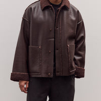 Faux Leather Shearling Jacket, Chestnut Brown