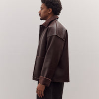 Faux Leather Shearling Jacket, Chestnut Brown