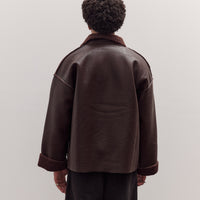 Faux Leather Shearling Jacket, Chestnut Brown