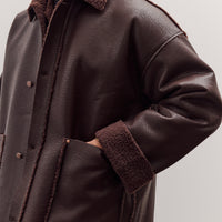Faux Leather Shearling Jacket, Chestnut Brown
