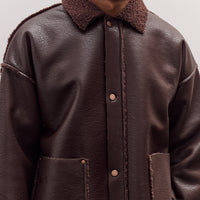 Faux Leather Shearling Jacket, Chestnut Brown