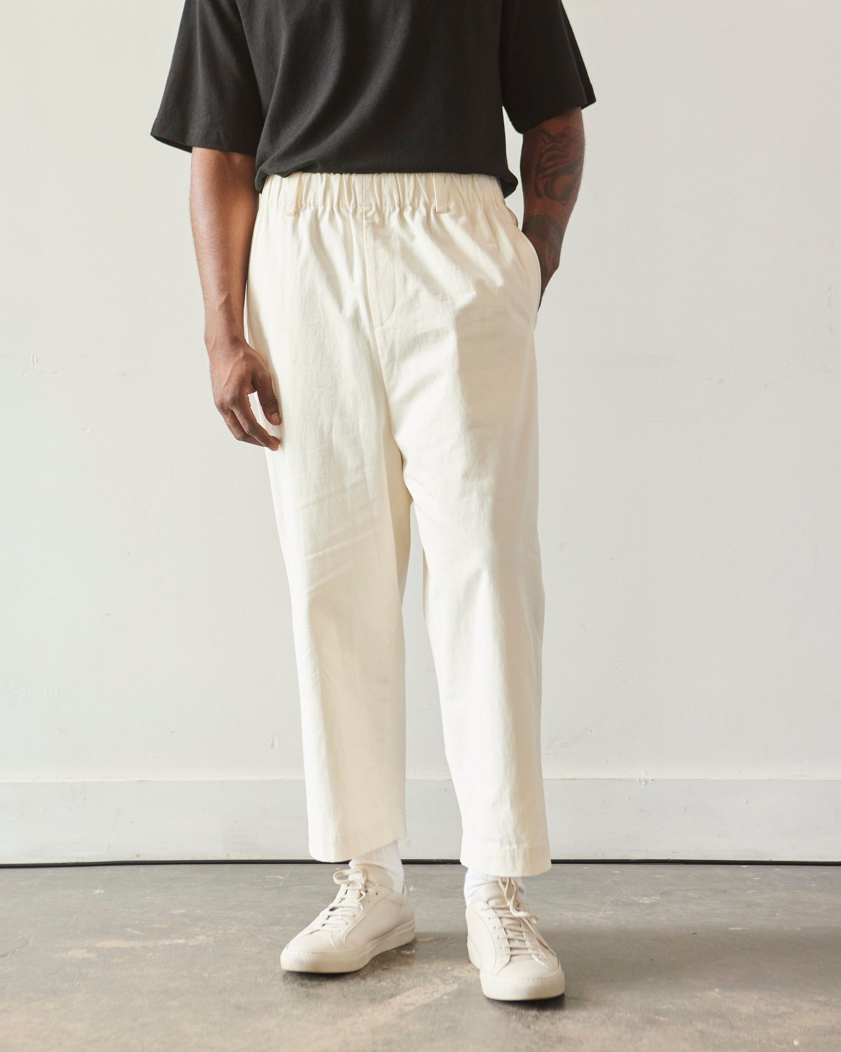 7115 Unisex Elastic Drop-Crotch Trousers, Off-White
