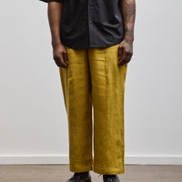 7115 Unisex Linen Pleated Trousers, Mustard