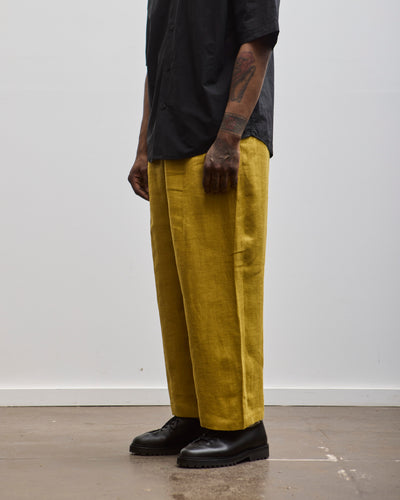 7115 Unisex Linen Pleated Trousers, Mustard
