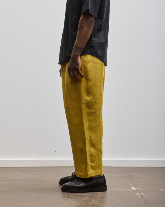 7115 Unisex Linen Pleated Trousers, Mustard