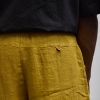 7115 Unisex Linen Pleated Trousers, Mustard