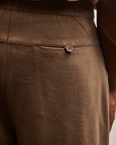 7115 Unisex Wool Pleated Trouser, Umber