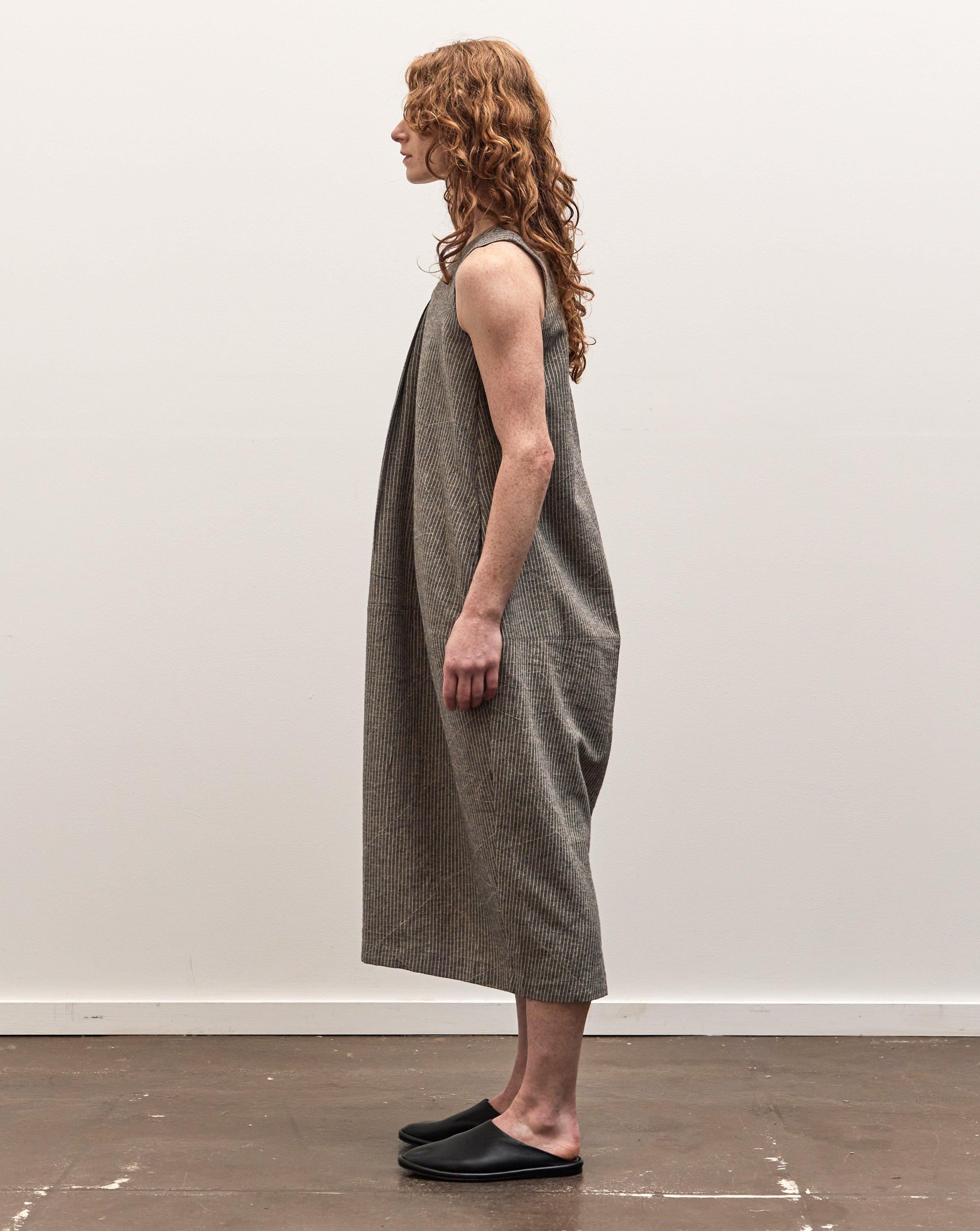 7115 V-Neck Cocoon Dress, Dark Stripes – Glasswing