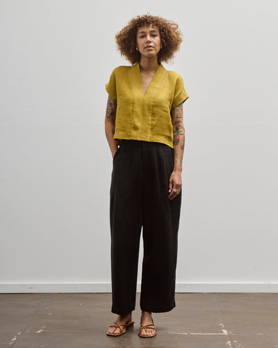 7115 V-Neck Panel Top, Mustard