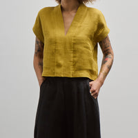 7115 V-Neck Panel Top, Mustard