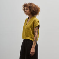 7115 V-Neck Panel Top, Mustard