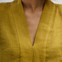 7115 V-Neck Panel Top, Mustard