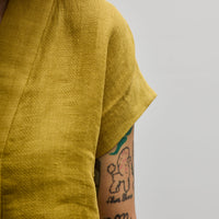 7115 V-Neck Panel Top, Mustard