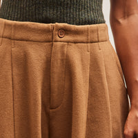 7115 Wool Pleated Trouser, Tan