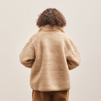 7115 Zip Up Turtleneck Curly Jacket, Beige