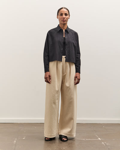 7115 by Szeki 3/4 Cropped Shirt Jacket, Textured Black
