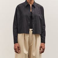 7115 by Szeki 3/4 Cropped Shirt Jacket, Textured Black