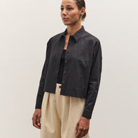 7115 by Szeki 3/4 Cropped Shirt Jacket, Textured Black