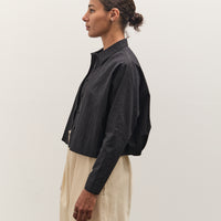 7115 by Szeki 3/4 Cropped Shirt Jacket, Textured Black