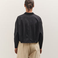 7115 by Szeki 3/4 Cropped Shirt Jacket, Textured Black