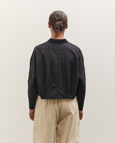 7115 by Szeki 3/4 Cropped Shirt Jacket, Textured Black