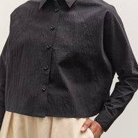 7115 by Szeki 3/4 Cropped Shirt Jacket, Textured Black