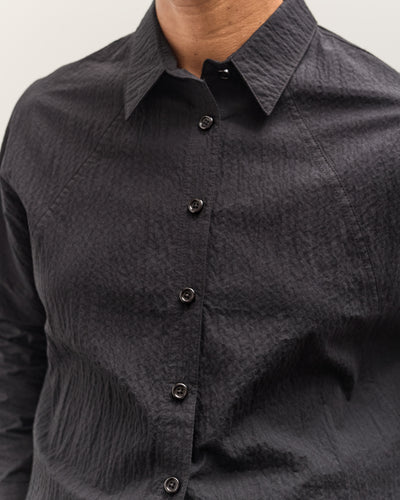 7115 by Szeki 3/4 Cropped Shirt Jacket, Textured Black