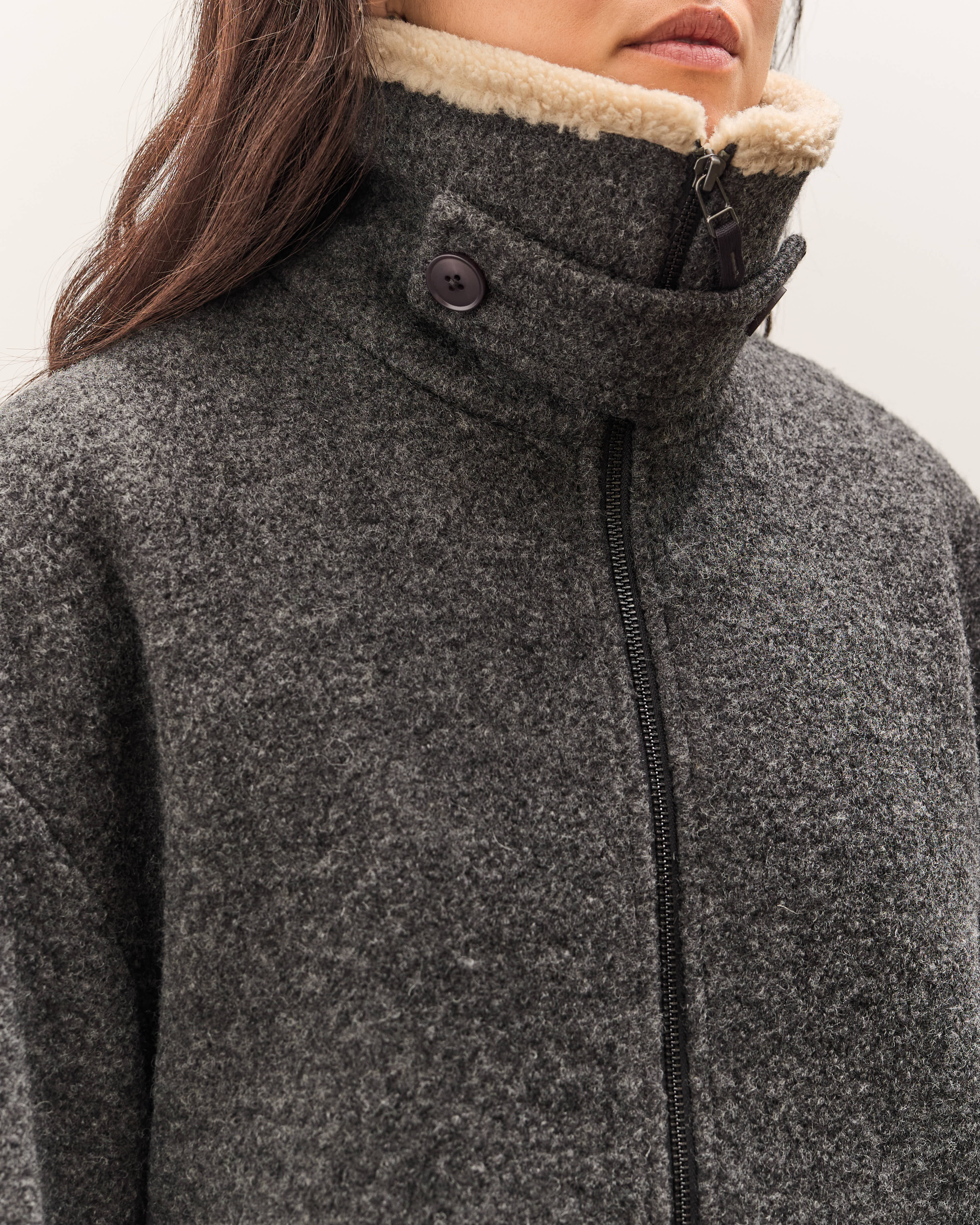 7115 by Szeki Blouson Short Coat, Heather Gray – Glasswing