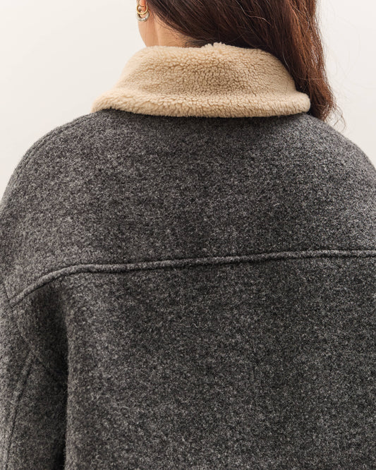 7115 by Szeki Blouson Short Coat, Heather Gray