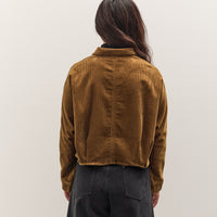 7115 by Szeki Corduroy 3/4 Cropped Shirt Jacket, Sepia Brown
