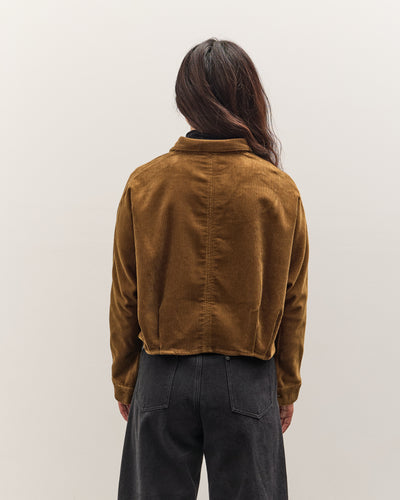 7115 by Szeki Corduroy 3/4 Cropped Shirt Jacket, Sepia Brown