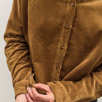 7115 by Szeki Corduroy 3/4 Cropped Shirt Jacket, Sepia Brown