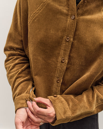 7115 by Szeki Corduroy 3/4 Cropped Shirt Jacket, Sepia Brown
