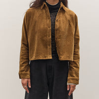 7115 by Szeki Corduroy 3/4 Cropped Shirt Jacket, Sepia Brown
