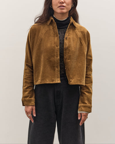 7115 by Szeki Corduroy 3/4 Cropped Shirt Jacket, Sepia Brown