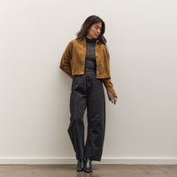 7115 by Szeki Corduroy 3/4 Cropped Shirt Jacket, Sepia Brown